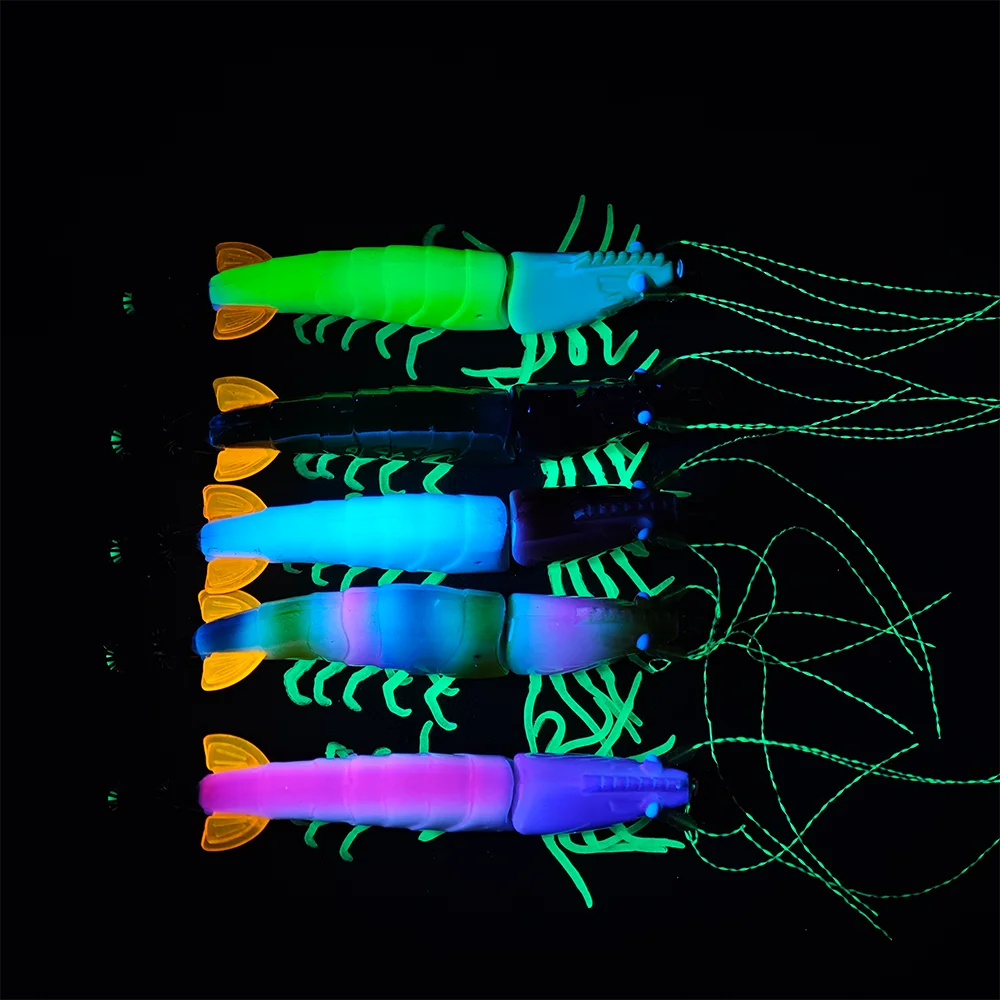 Egi Jig de calamar luminoso horizontal con patas blandas camarón - imagen 3