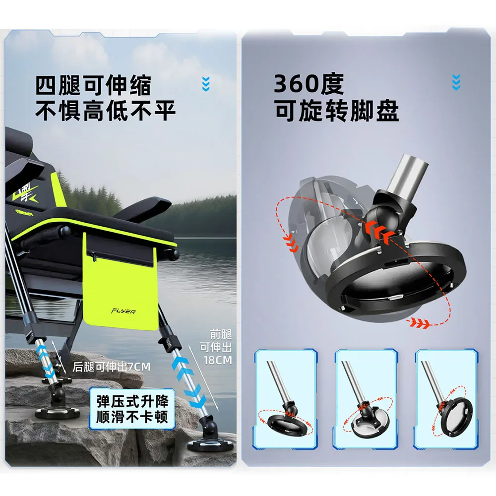 Asiento de pesca acolchada Mark – Plataforma plegable para largas jornadas