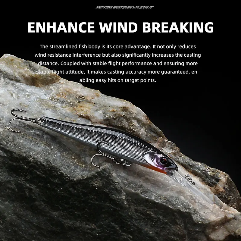 LETOYO Long Lip Minnow Jerkbait de hundimiento – para trucha - imagen 5