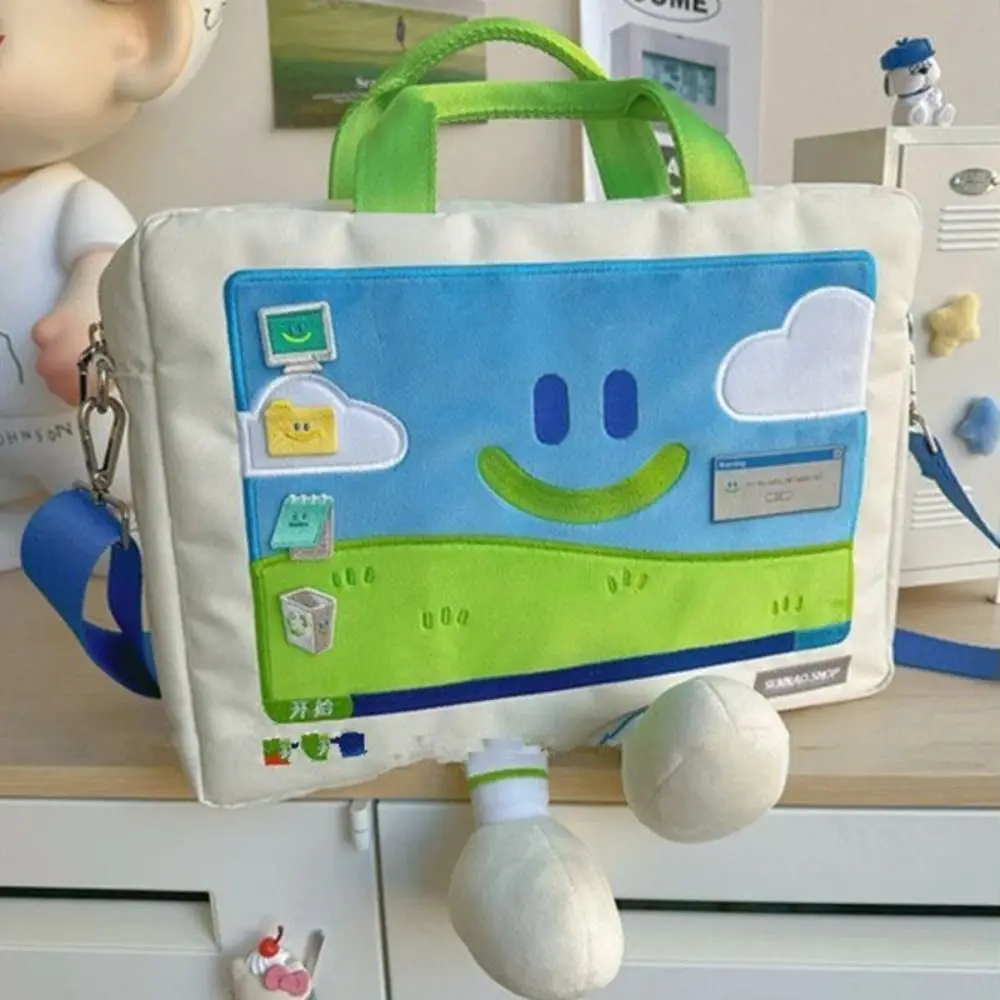 Bolsa de hombro divertida bordada con cara sonriente para laptop - imagen 5