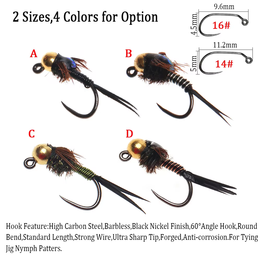 Jig Bead Head cobre Wifreo sin púas para ninfa y trucha