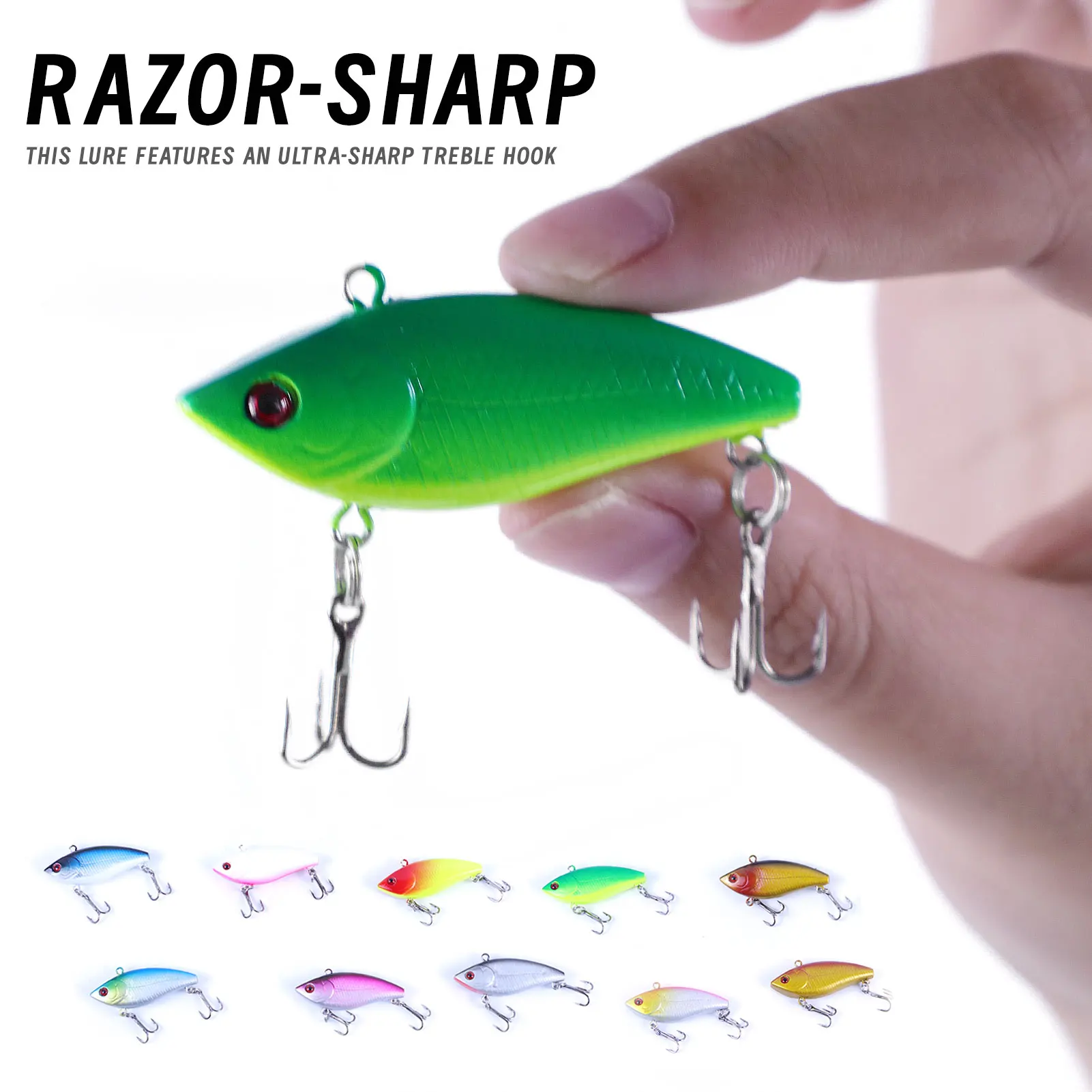 Free Fisher Señuelo VIB swimbait con anzuelo triple y ojos 3D - imagen 3