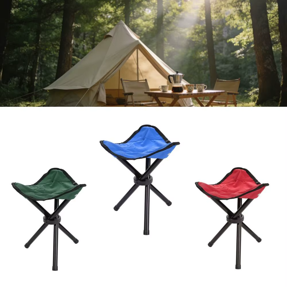 Silla de pesca plegable trípode portátil ligera con correa