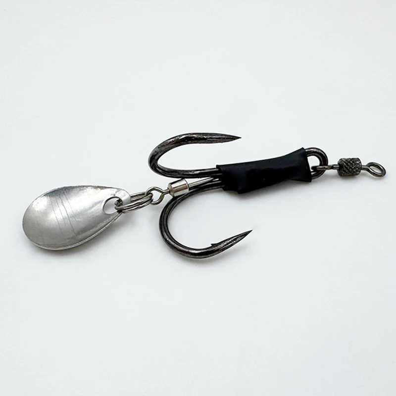 ShareShark señuelo de rana con lentejuelas y doble anzuelo negro - imagen 2