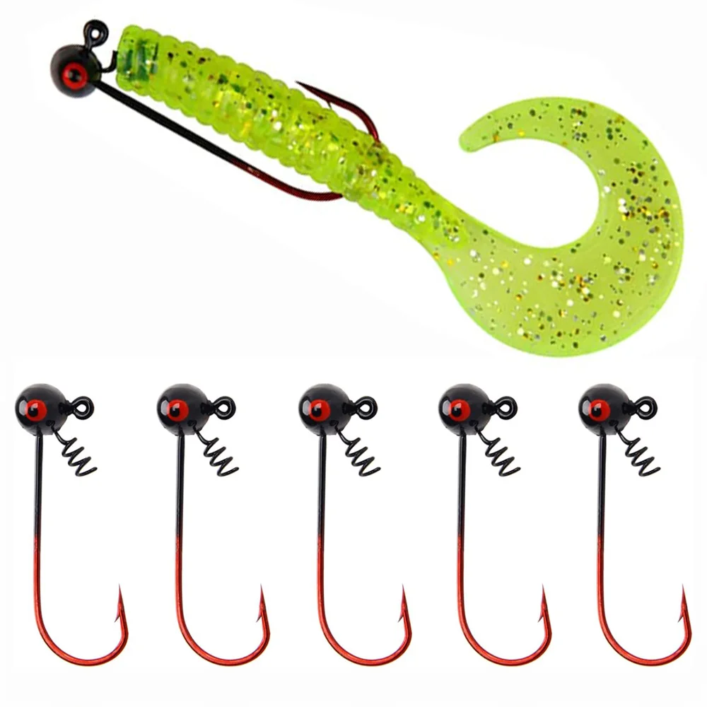 Anzuelos Jig Head con resorte para lubina – Vinilo
