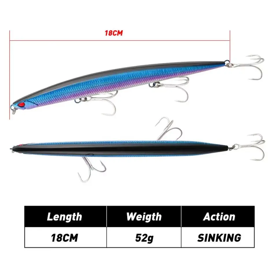 Minnow Jerkbait pesado hundimiento rápido para pesca de lubina - imagen 3
