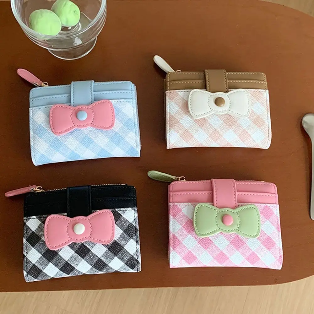 Dopamine Cartera corta a cuadros con lazo y ranuras para tarjetas - imagen 5