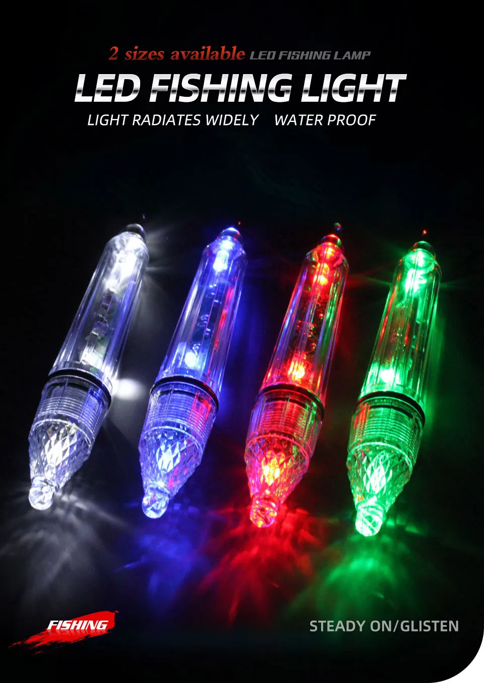 Paquete de 5 luces LED de pesca nocturna