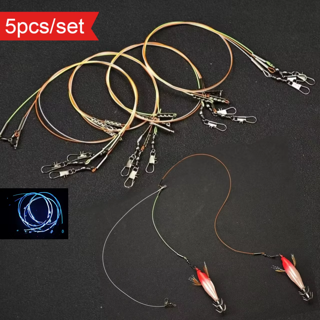 Ackibbik Anzuelos Marinos con Alambre Luminoso y Conector Giratorio - imagen 3