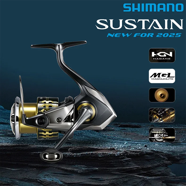 Vista frontal del carrete SHIMANO 2025 con diseño compacto