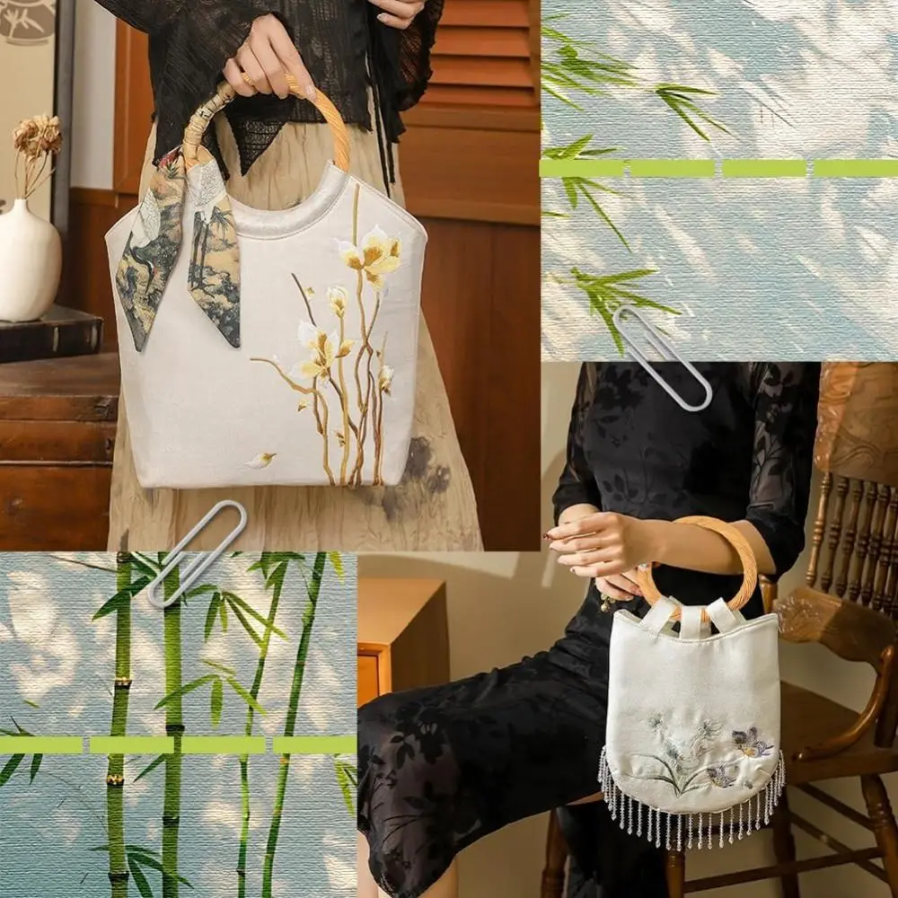 Asas redondas de ratán tejidas para bolsos y manualidades