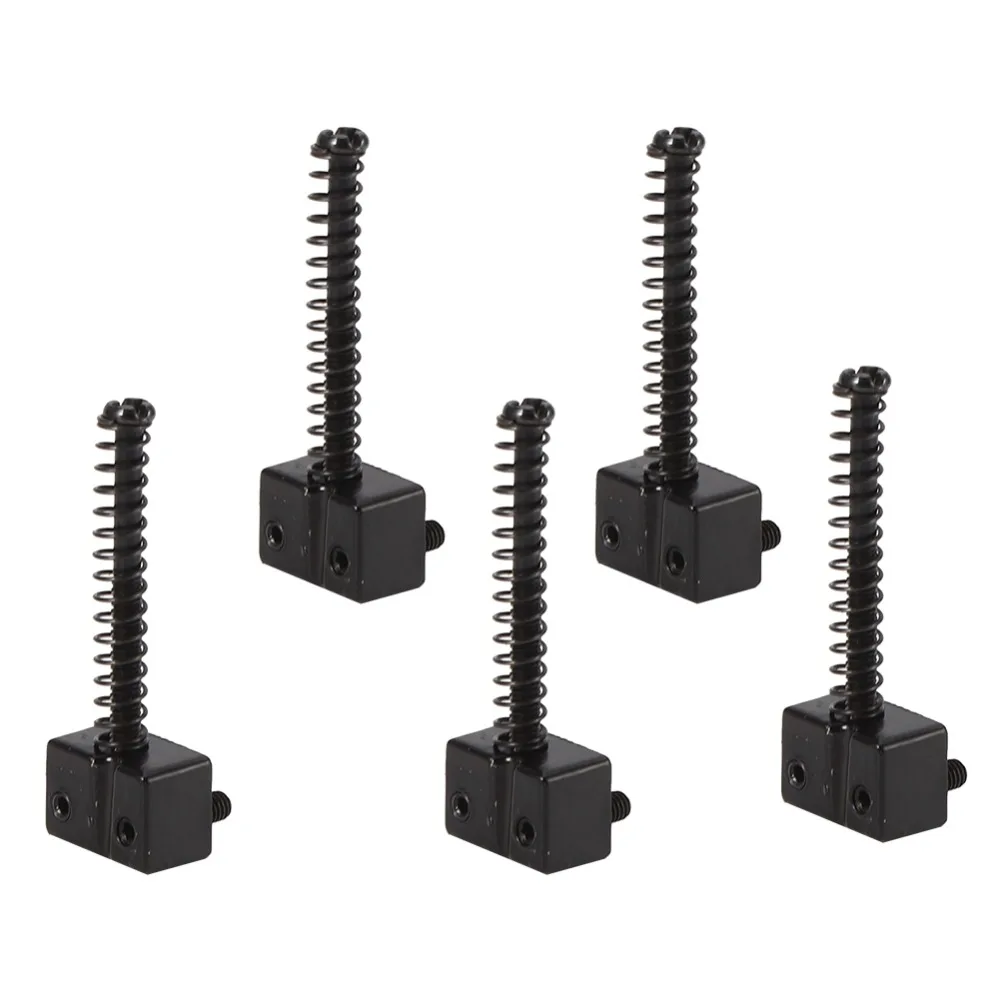Soporte metálico para cuerdas de bajo negro con tornillos y resortes - imagen 5