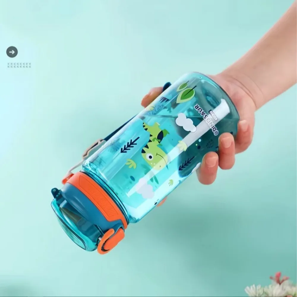 Botella de agua dinosaurio con pajita de silicona antifugas - imagen 3