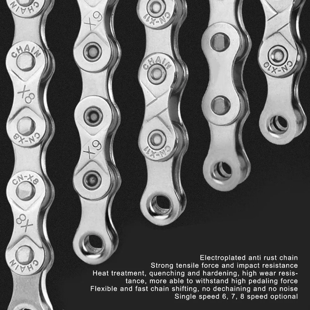 Cadena de bicicleta multivelocidad de acero al carbono plateada - imagen 5