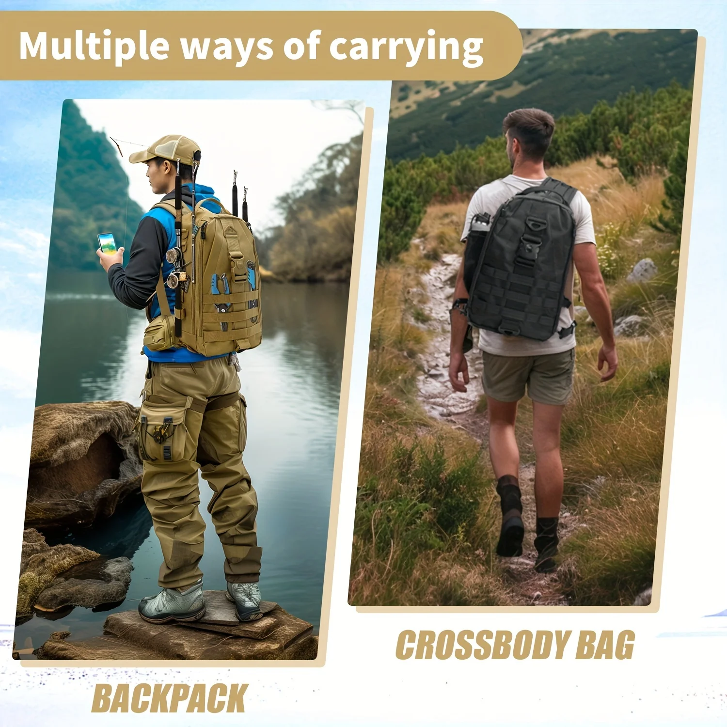 Mochila impermeable YOTO para pesca – Diseño ligero con organizador - imagen 3