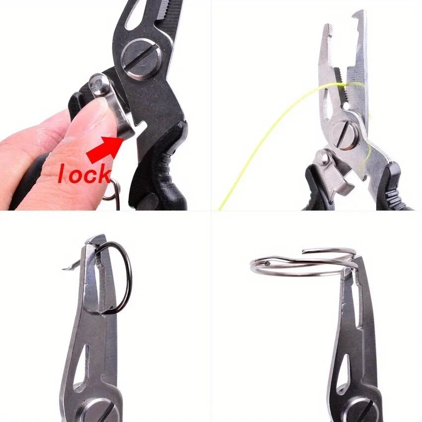 Multiherramienta de pesca roja con alicates, tijeras y pinzas - imagen 4