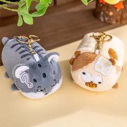 Llavero colgante kawaii suave y peludo de búho y cocodrilo