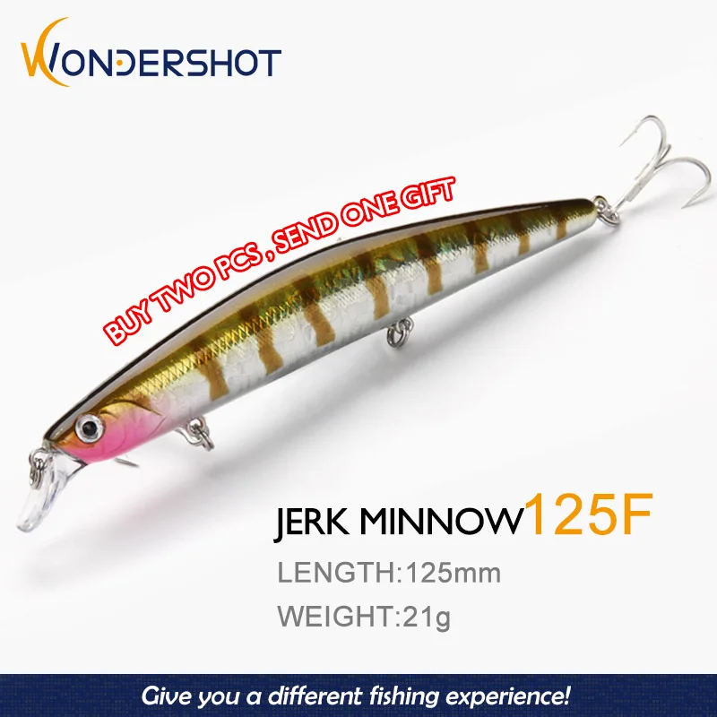 Wondershot Señuelo Jerk Minnow 125F - Cebo para pesca en mar