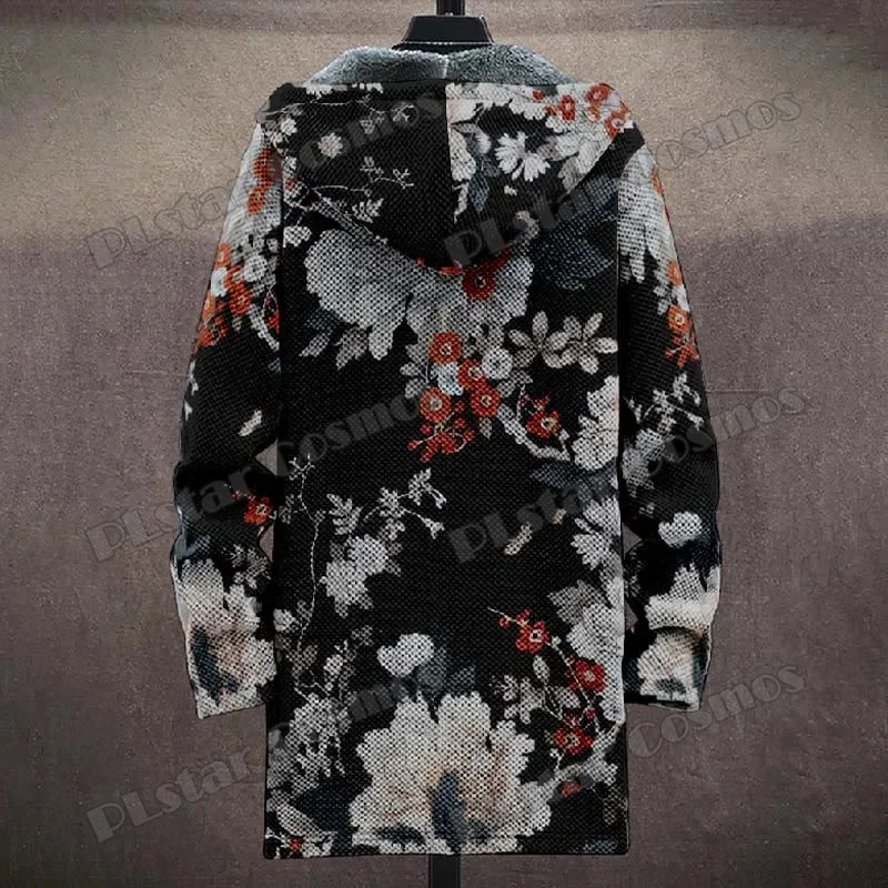Chaqueta de lana con capucha y diseño retro cian 3D