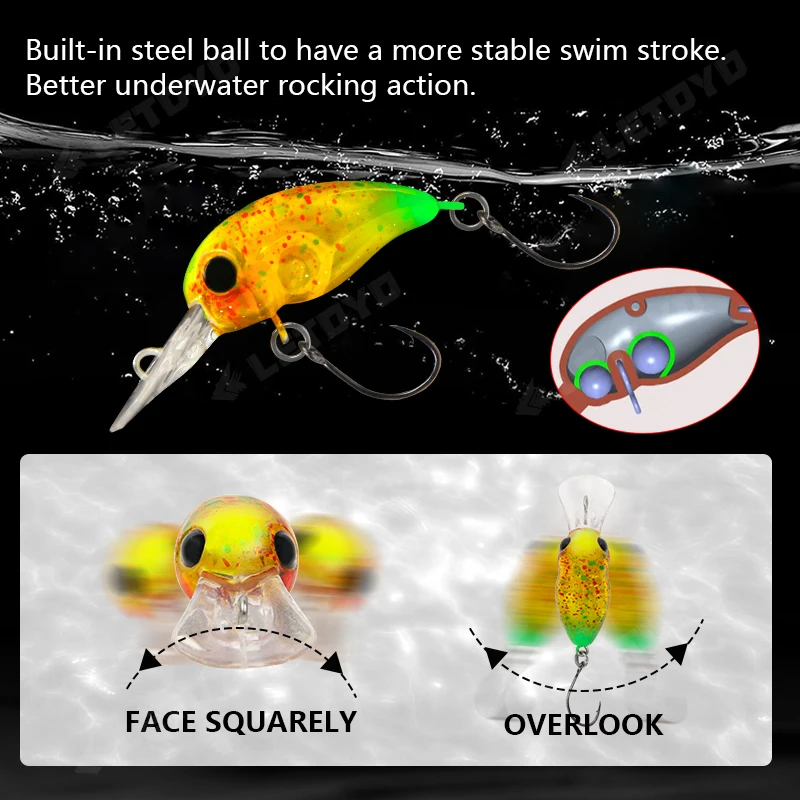 LETOYO Señuelo para Trucha – Mini Crankbait Área Lubina - imagen 4