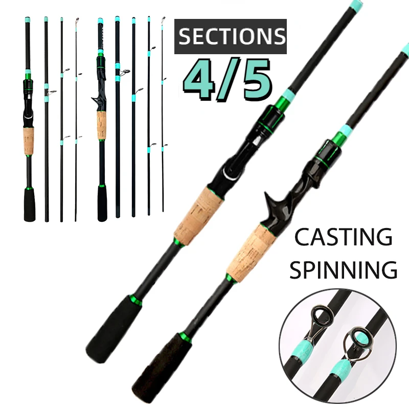 Caña de baitcasting carbono ML portátil – 4 secciones