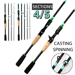 Caña de baitcasting carbono ML portátil – 4 secciones