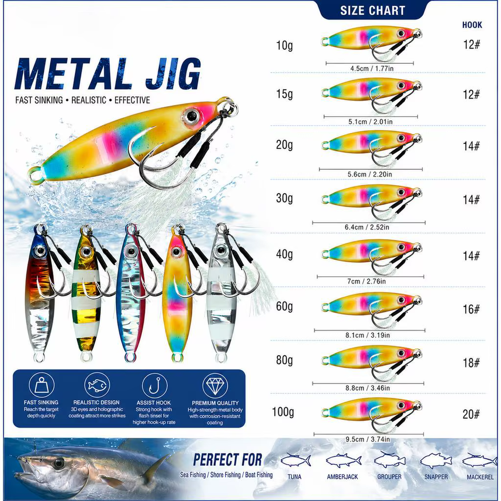 Señuelo Slow Jig para Pesca en Profundidad – Doble Anzuelo - imagen 5