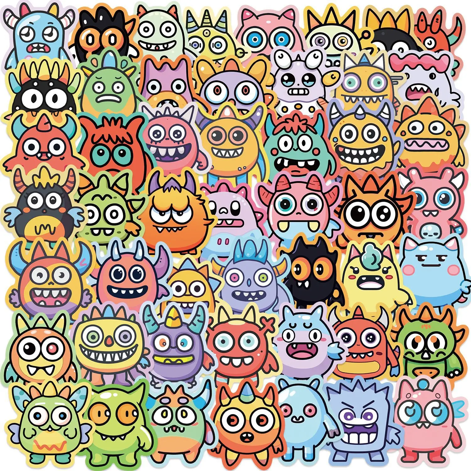 Pack de 50 pegatinas de monstruos dibujos animados