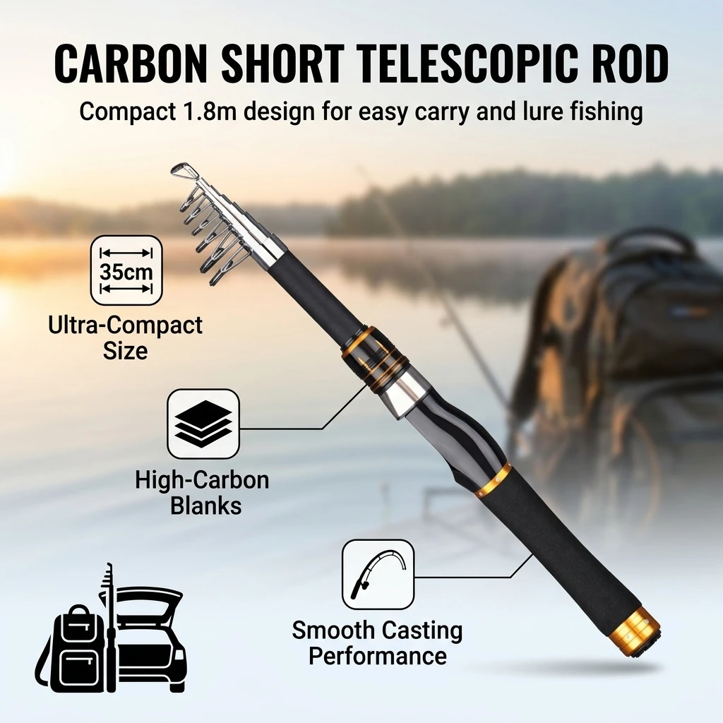 Caña de pesca telescópica de carbono para spinning y casting - imagen 4