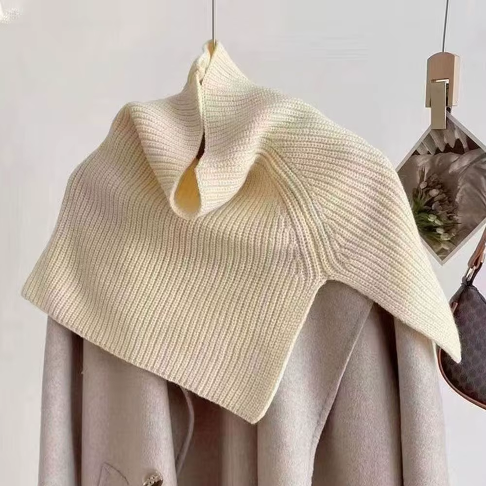 Bufanda de punto envolvente de color sólido para invierno con correa tejida