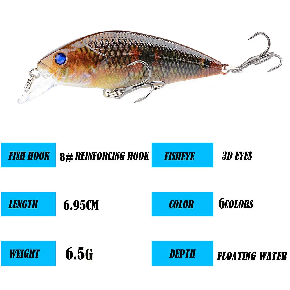 Minnow flotante UV con ojos 3D y cascabeles para black bass y trucha - imagen 3