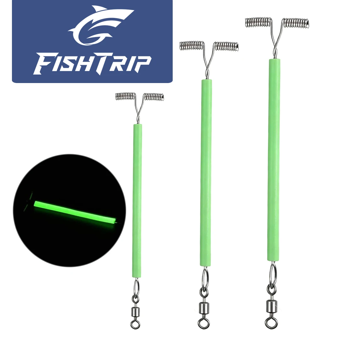 Kit de 10 conectores de equilibrio FishTrip con tubos de silicona luminosos y giratorios