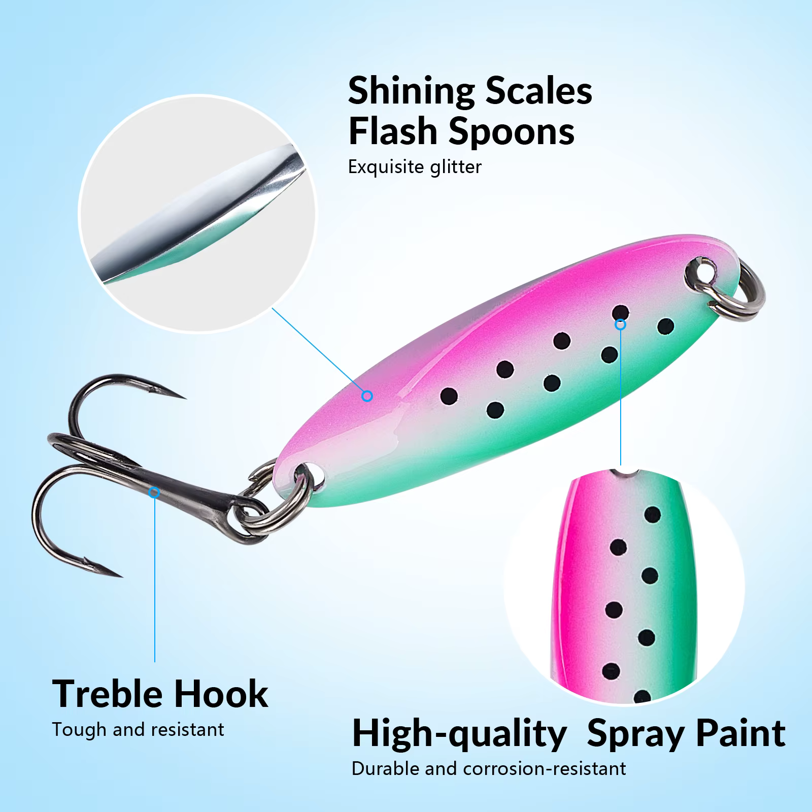 THKFISH Cucharas Giratorias para Lucio, Trucha y Lubina - imagen 5