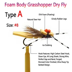 Bimoo Morrish Hopper – Mosca Seca Saltamontes con Patas de Goma