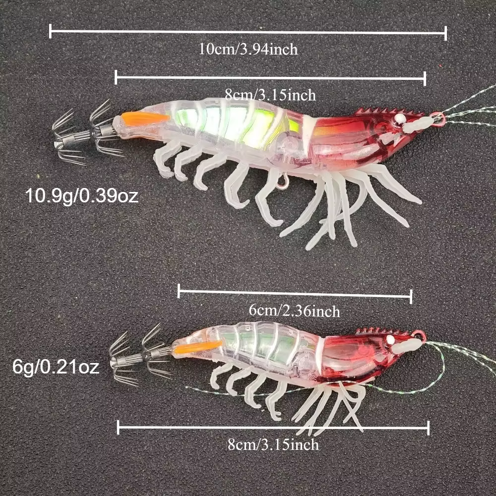 Egi Shrimp UV Luz para Calamar y Pulpo – 10 cm Flotante