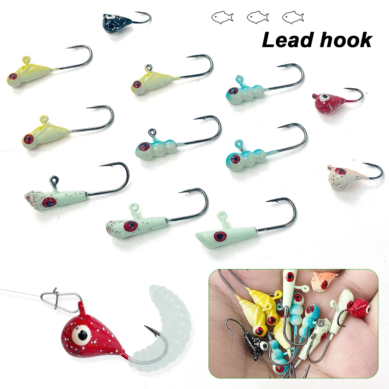 FREE FISHER Jig Head para pesca en hielo con vinilo nadador luminoso