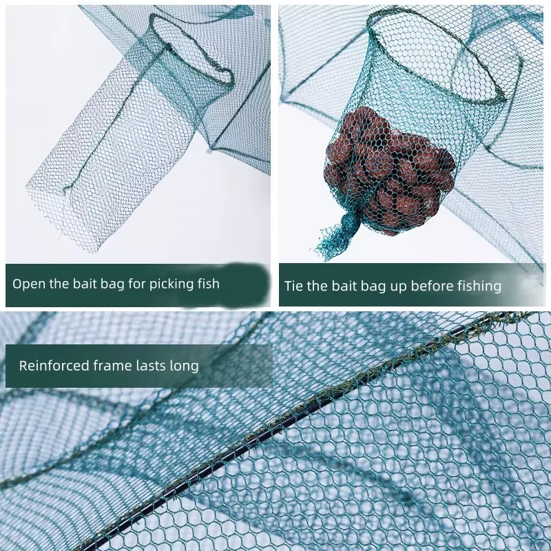 Trampa paraguas plegable para pesca de camarones, cangrejos y peces - imagen 5
