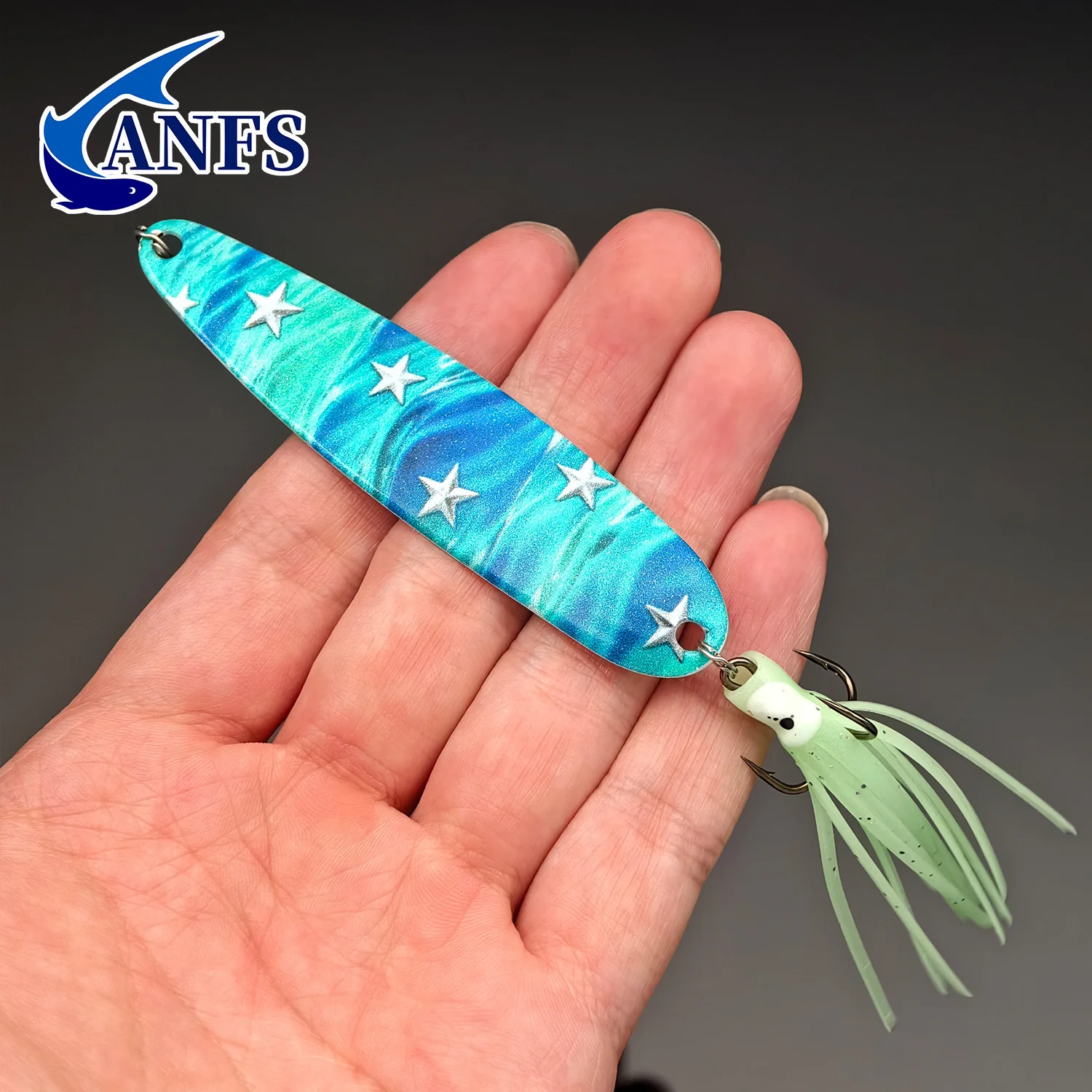 ANFS señuelo de cuchara metálico con triple anzuelo para lubina - imagen 2