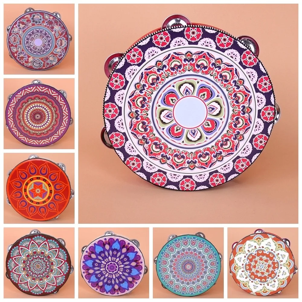 Pandereta de madera colorida con sonajeros metálicos para adultos - imagen 5