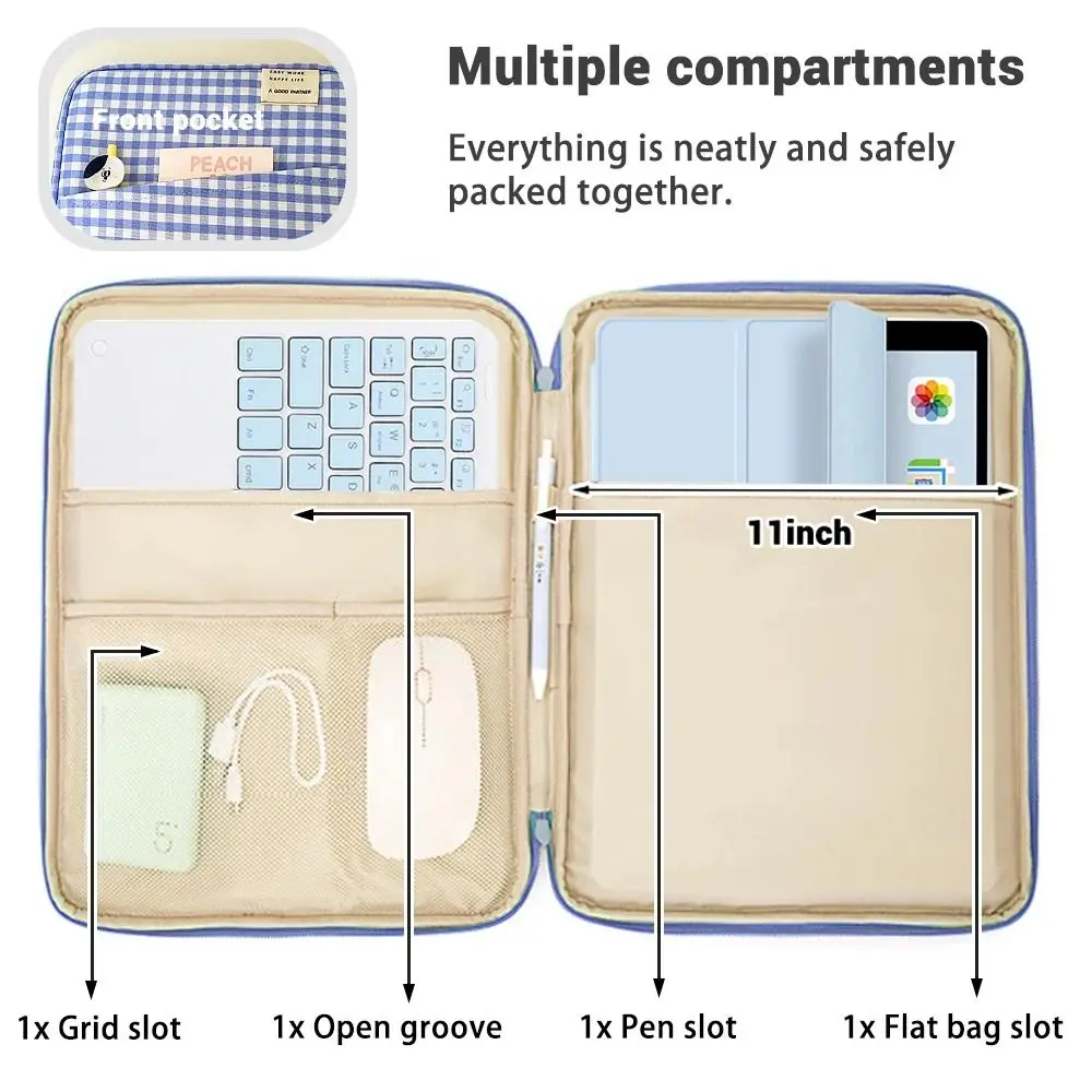 Funda acolchada para tablet con compartimentos
