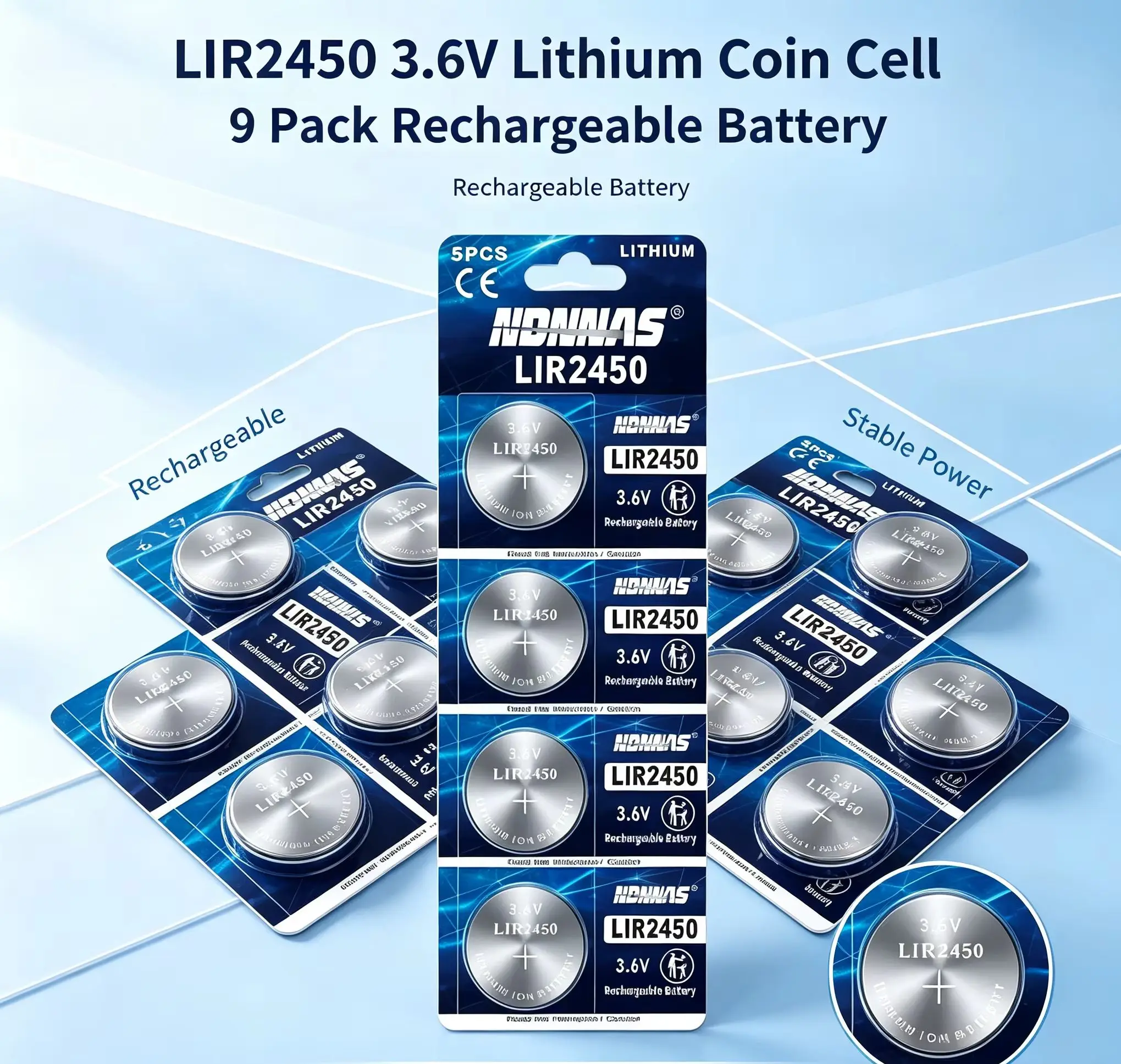 Batería Botón LIR2450 Recargable 3.6V Compatible CR2450 - imagen 3