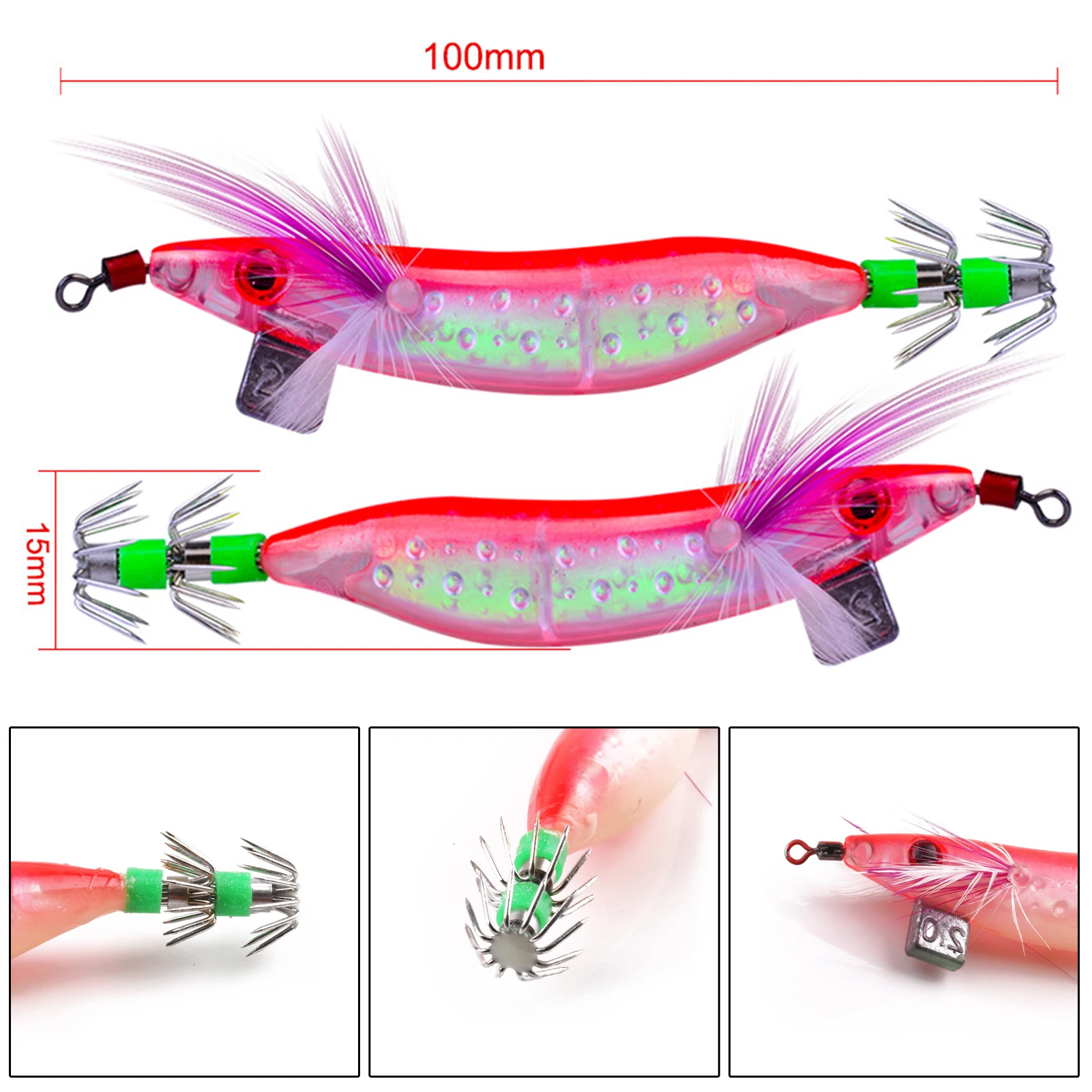 Anzuelos de calamar luminosos para pesca en el mar con púas - imagen 5
