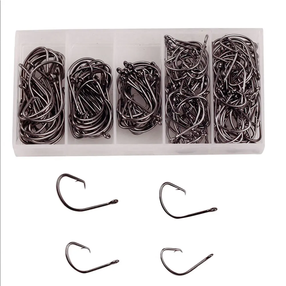 Kit de aparejos con anzuelos negros en caja