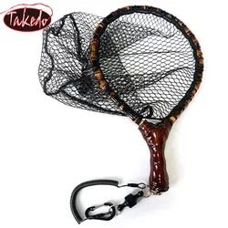 Red de pesca ligera TAKEDO HM01 con cordón antipérdida y marco bambú