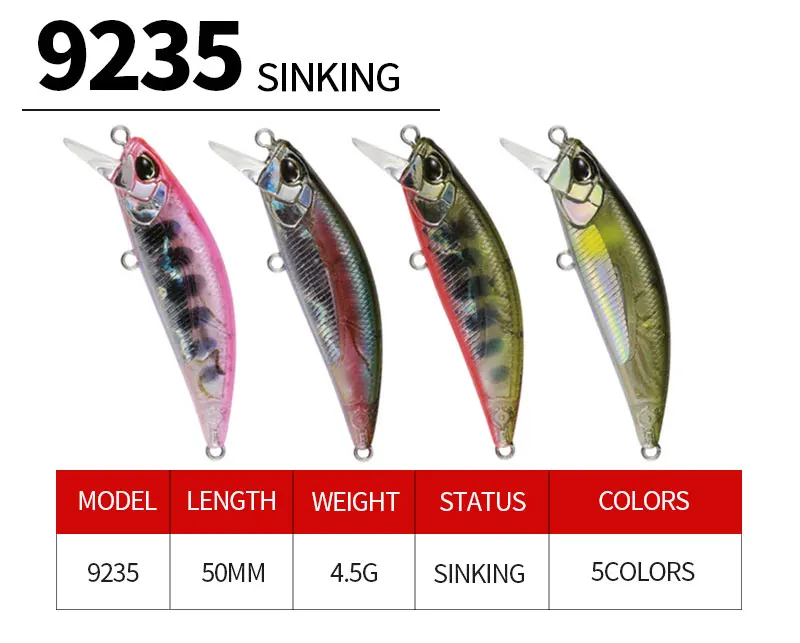 Vista frontal del mini señuelo de pesca con diseño de pececillo