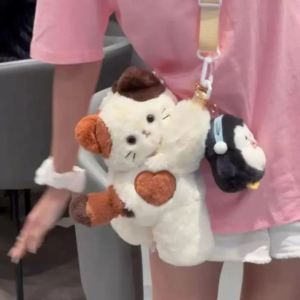 Bolso bandolera de gato con correa de cadena y peluche - imagen 3