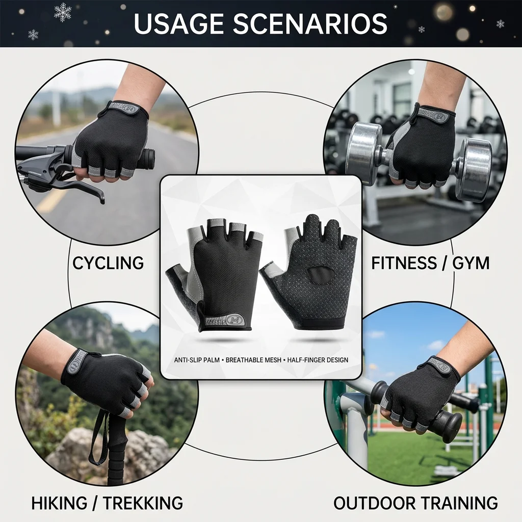 Guantes de pesca antideslizantes de medio dedo transpirables verano