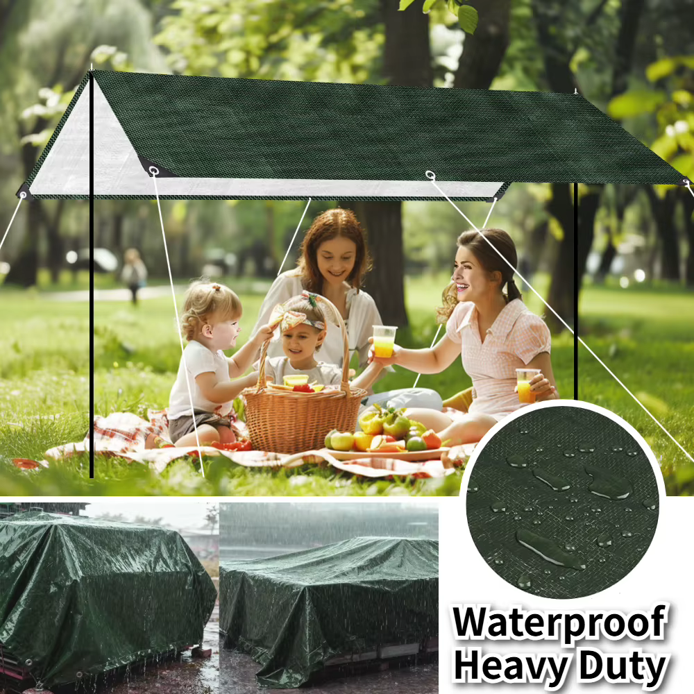 Toldo impermeable para pesca – Lona resistente con ojales - imagen 2