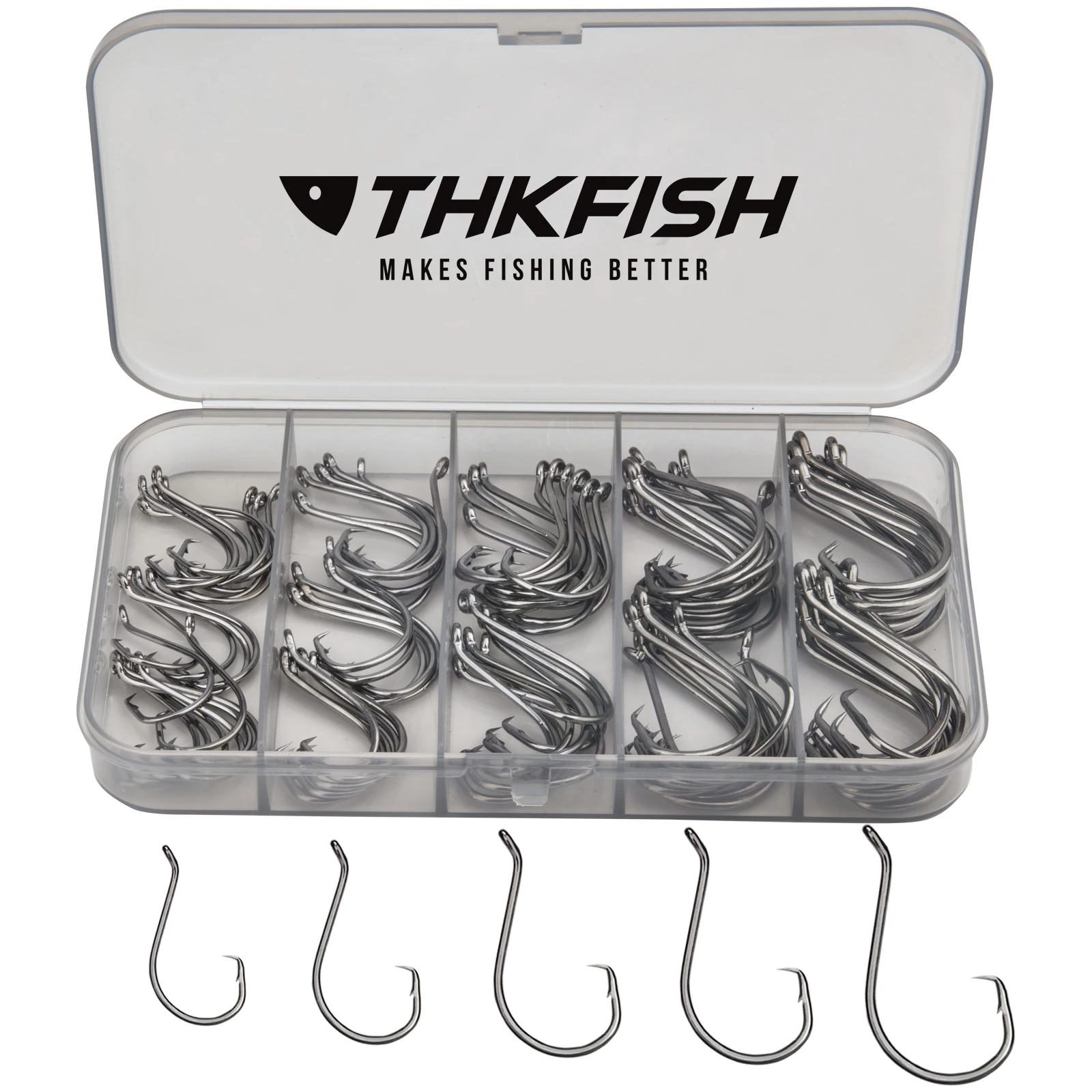 THKFISH Anzuelos de Siluro tipo Círculo – Acero carbono para cebo - imagen 2