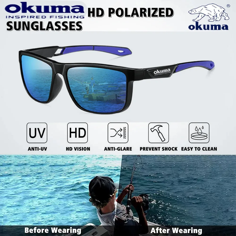 Vista frontal de gafas de sol OKUMA con lente polarizada